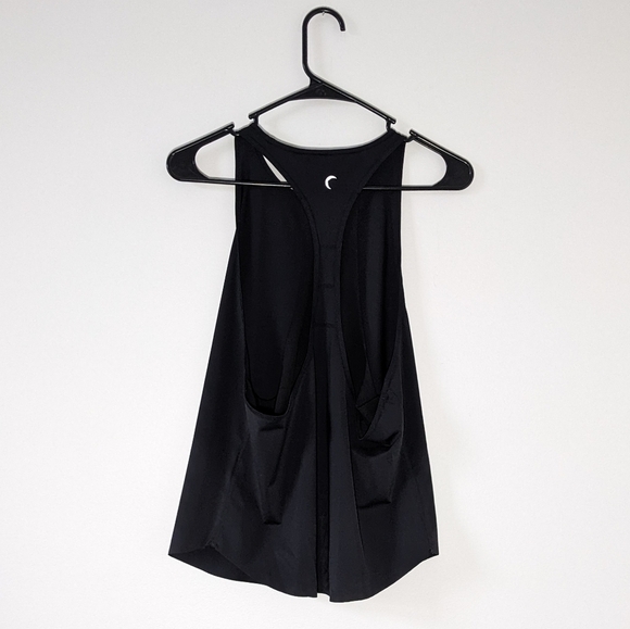 Zyia Black Tank Top Mesh Lining Halter Racerback Laser Cut Raw Hem Size M - Picture 2 of 9